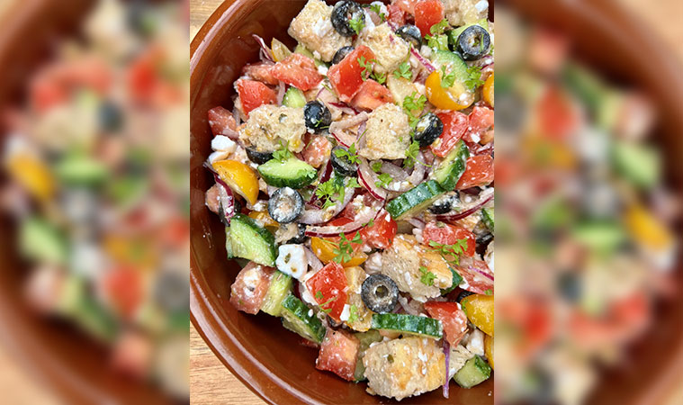 Recipe: Greek style panzanella bread salad 